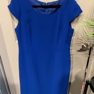 Tahari Blue Sheath Dress - Classic Cap Sleeve Size 16